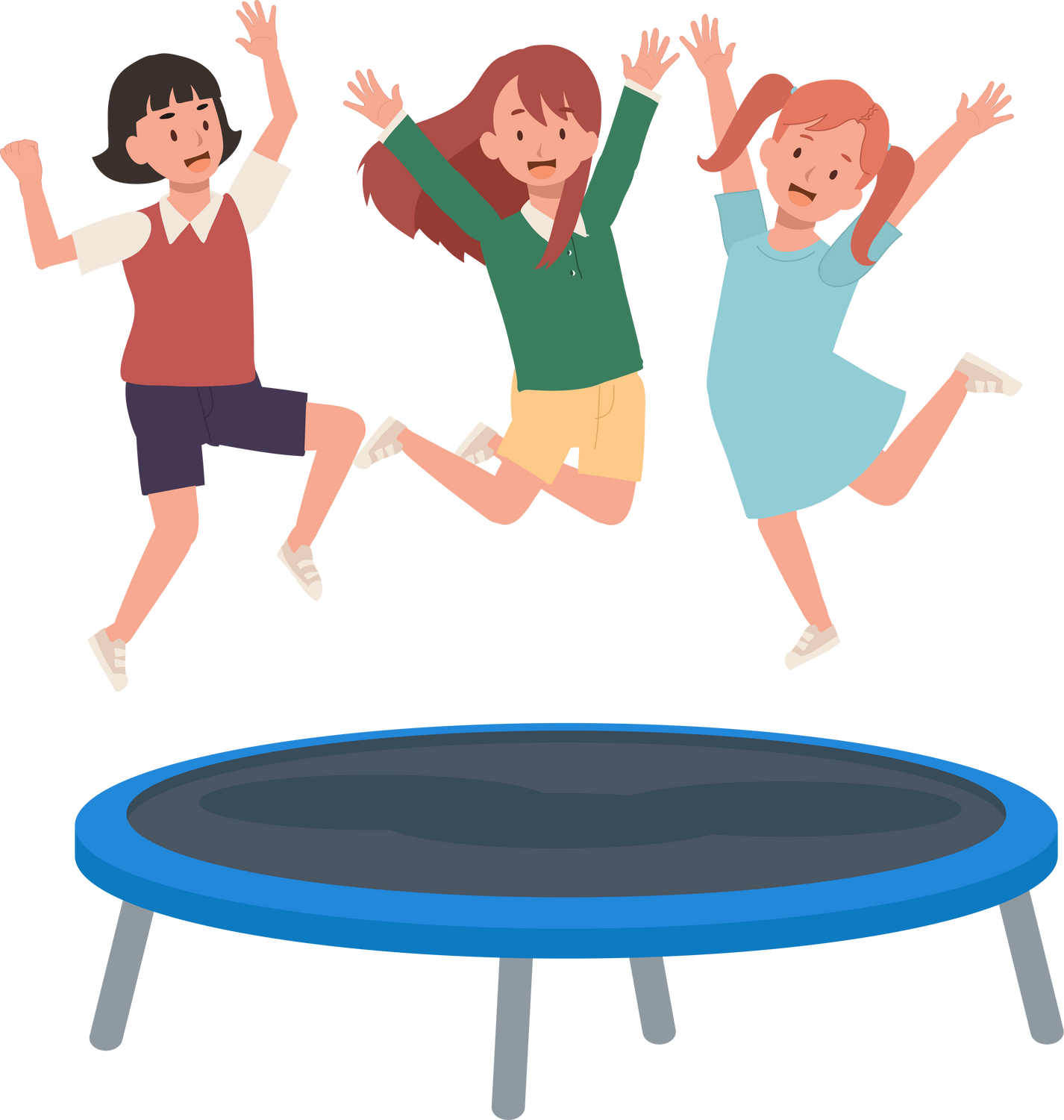 happy cute kid smile jump on trampoline.